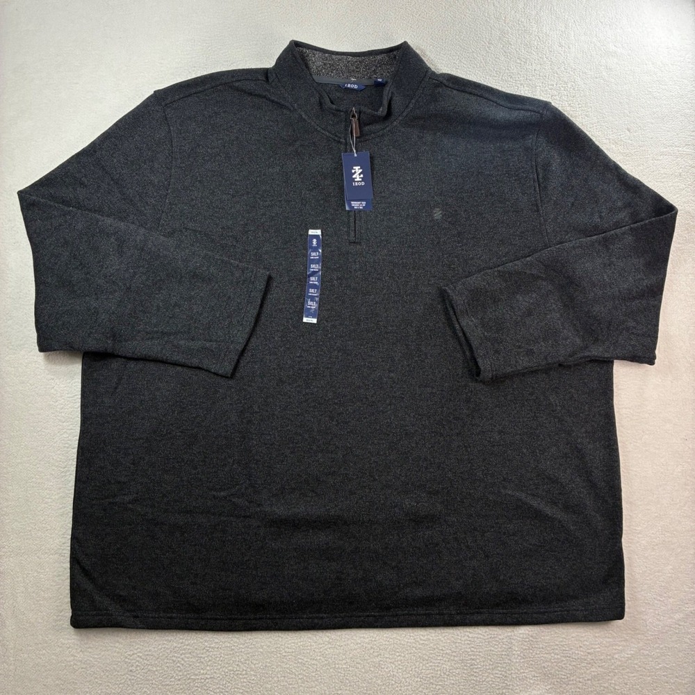 IZOD Quarter Zip Pullover Men 5XLT‎ Gray Thermasoft Sweater Big Tall Preppy NWT